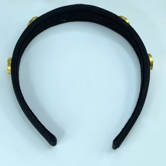 AUTH Salvatore Ferragamo Vara Bow canvas gold tone Headband GS574 main image 5